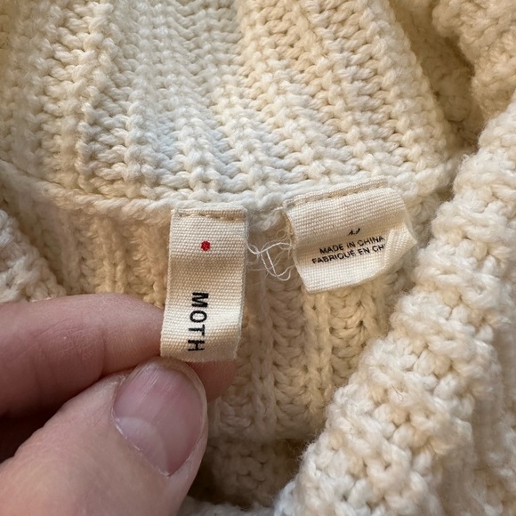 MOTH by Anthropologie Ivory Hi-Lo Sweater, size Medium - Picture 3 of 3